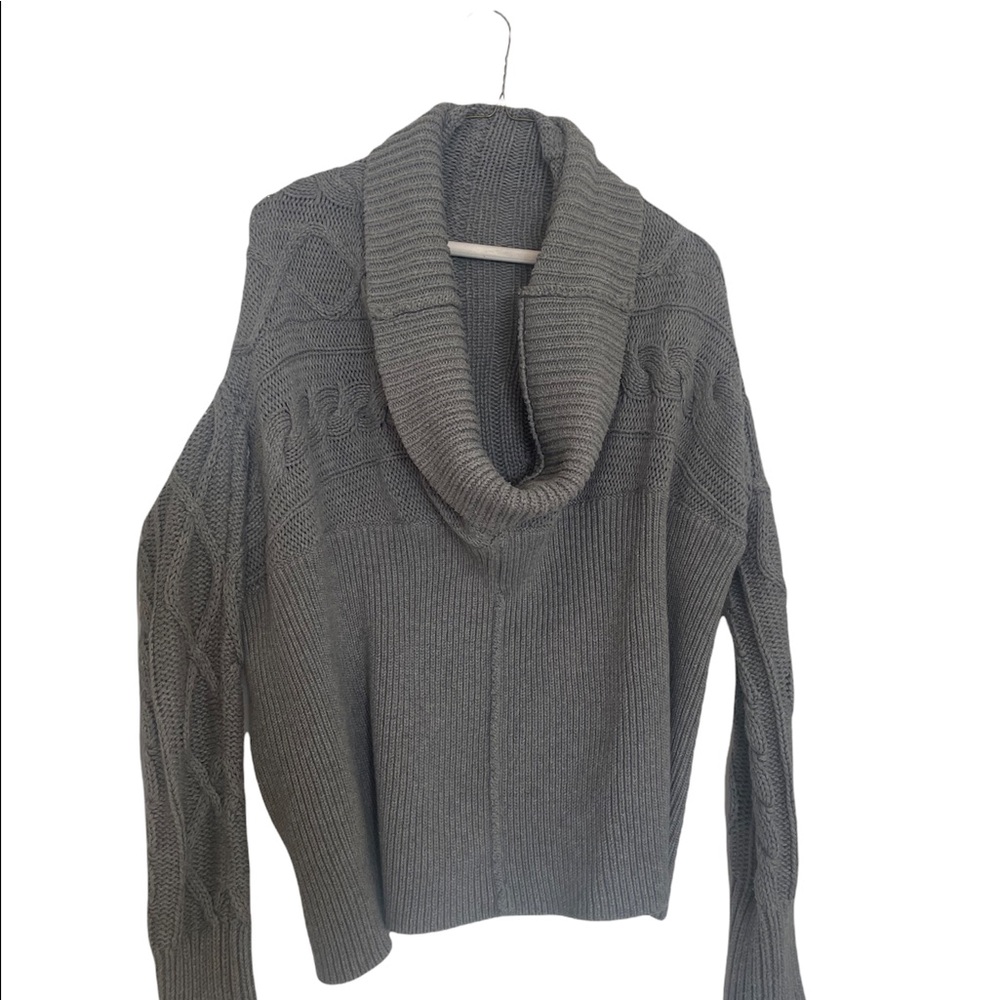 Grey knit cowl neck sweater